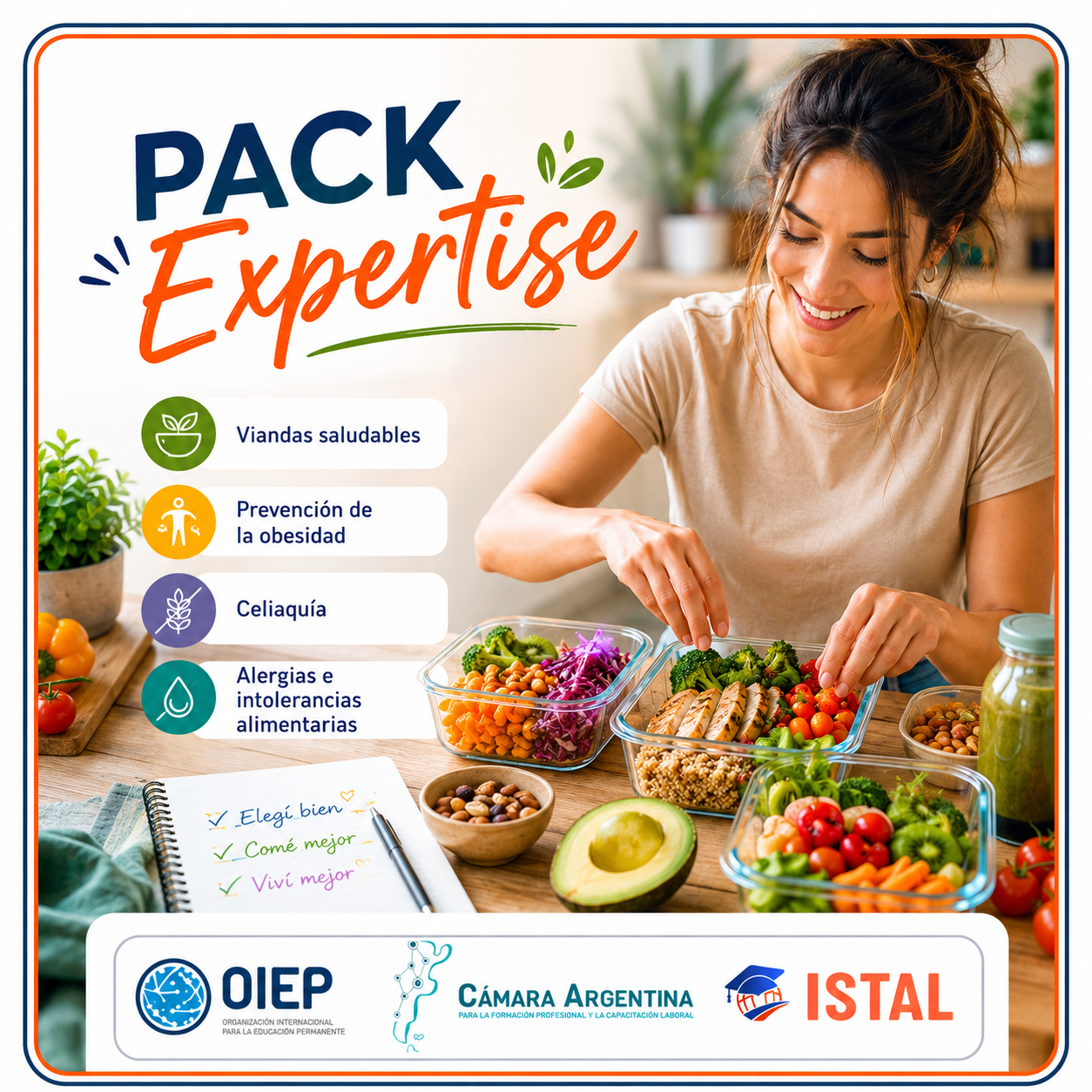 Especialista en Viandas Saludables y Prevención de la Obesidad + Celiaquía, Alergias e Intolerancias Alimentarias